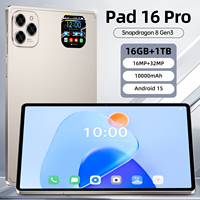 Tablet PC Pad 16 Pro de 10.1 Pulgadas con Carga Tipo C, 1 TB de Almacenamiento, Pantalla 2560x1600, Cámara de 16MP+32MP, Android 15, Gran Venta