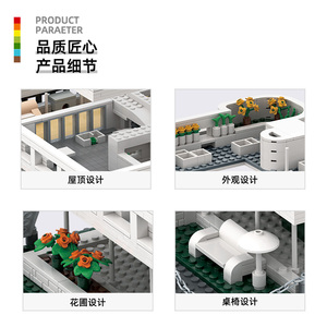 BEBRICKS Serie de Construcción de Edificios Wange 5237 Villa Savoye París Francia Bloques de construcción para niñas y niños Conjuntos de bloques de juguete - Product Image 4