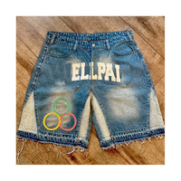 Pantalon Harem Personnalisé par le Fabricant, Streetwear d'Été pour Hommes, Short en Denim Brodé, Coupe Classique, Jeans avec Strass