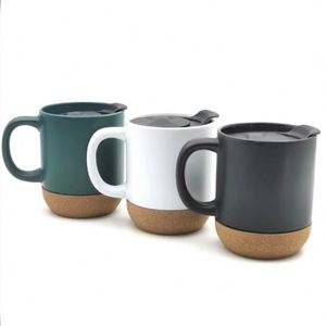 Mug à thé et lait réutilisable de haute qualité, 14 oz, finition mate, populaire, avec fond en liège, tasse à café en céramique anti-éclaboussures - Product Image 2