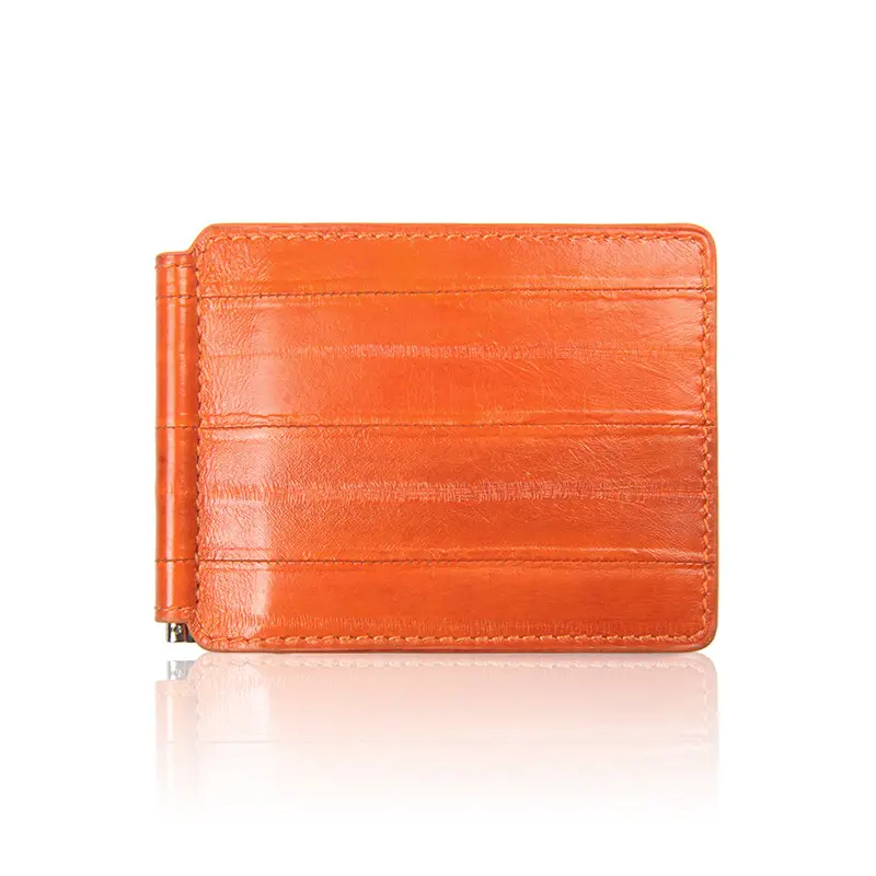 Billeteras-cartera de piel de Anguila personalizada de diseñador, Mini paquete de tarjetas, negocios, Unisex, Clip de cuero