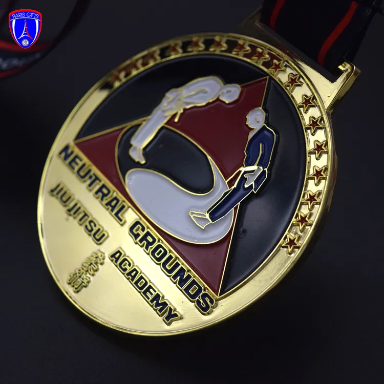 Shiny Gold Custom Sport Award JIU JITSU Medaillen für NEUTRAL CROUNDS JIU JITSU ACADEMY