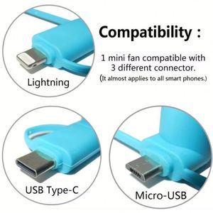 พัดลมมินิ USB Type C 2 in 1 สำหรับโทรศัพท์มือถือ พร้อมโลโก้สั่งทำ ของขวัญแบรนด์ส่วนตัว พัดลมมือถือ 3 in 1 สำหรับ iPhone Android - Product Image 4