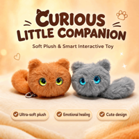 Peluche chat électrique musical mignon et moelleux, orange et gris, avec yeux colorés, pour enfants, breloque de sac, décoration, cadeau d'anniversaire, vente en gros