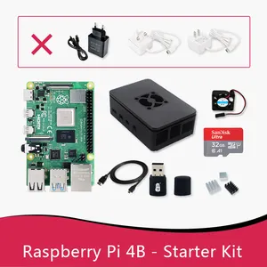 Raspberry pi placa ram, 8gb/4gb/2gb/1gb pi 4b kit iniciante (caso + ventilador + cartão sd + fonte de alimentação + cabo micro) mais rápido que 3b +