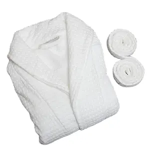 100% Cotton Velour Waffle Bath Robe Khách Sạn Bốn Mùa