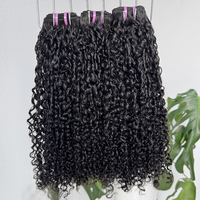 Extensiones de Cabello Vietnamita Virgen con Cutícula Alineada, Doble Trama, Grado 10A, Brillante, Suave, Rizado Pequeño Tipo Pixie, Negro Natural