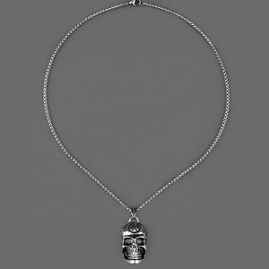 Colliers pendentifs design tête de crâne, bijoux punk hip-hop, accessoires pour garçons, bijoux gothiques en acier inoxydable moulé - Product Image 6