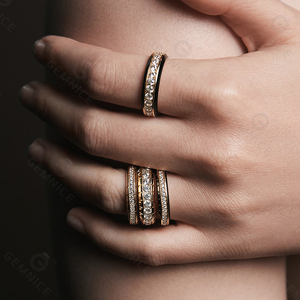 Anillo de banda de plata de ley 925 Gemnel con esmalte verde eternidad de 6 mm, chapado en oro con diamantes, joyería de lujo para mujer - Product Image 4