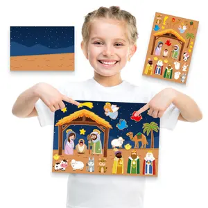 Doğuş Sticker sahnesi kitleri noel için DIY el sanatları ve dini parti Favor doğum sahnesi parti oyunu çocuklar için