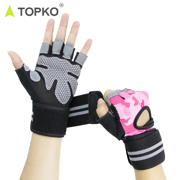 TOPKO Custom Logo High Quality Training Sport Hand Man Woman Workout Fitness Weight Lifting Gym Gloves
