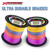 Nouvelle ligne de pêche tressée multicolore Xbraid X8 originale en PE, 300m/500m, flottante pour la pêche à la carpe en lac