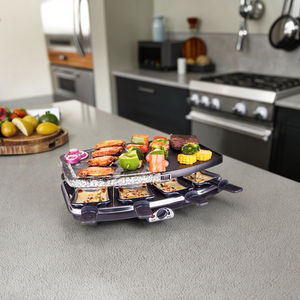 Machine à <span class=keywords><strong>raclette</strong></span> électrique avec surface de cuisson en acier antiadhésif, outil pour dîner et barbecue en intérieur - Product Image 1