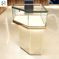 Hochwertige LED-beleuchtete Glasvitrine für Schmuck, Einzelhandelsgeschäft-Ausstellungsschrank mit Weißer Oberfläche, Eck-Kiosk-Aufbewahrung