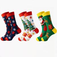 Chaussettes en coton pour hommes, motif jacquard festif de Noël, chaussettes décontractées pour les fêtes de fin d'année, cadeau de Noël