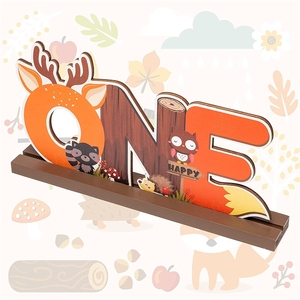 Décoration de table en bois avec lettres « <span class=keywords><strong>ANIMAUX</strong></span> DE LA FORÉTIERE », thème <span class=keywords><strong>animaux</strong></span> de la forêt, pour fête, accessoires <span class=keywords><strong>photo</strong></span> pour le 1er anniversaire de bébé - Product Image 1