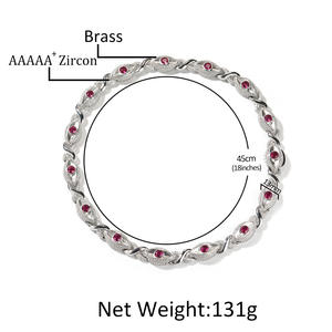 Hip Hop Gangsta Rap gioielli in ottone 5A catena zircone 13mm bracciale in pietra rossa malocchio collana personalizzata stili infiniti per gli uomini - Product Image 6