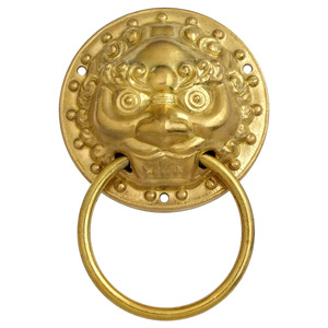 Poignée de porte en forme de tête de lion de style chinois, anneau de traction en cuivre de 9.5cm pour portes en bois, poignées d'armoires - Product Image 5