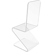 Chaise blanche en plexiglas, magnifique présentoir en bois massif, fauteuil en plexiglas, Transparent