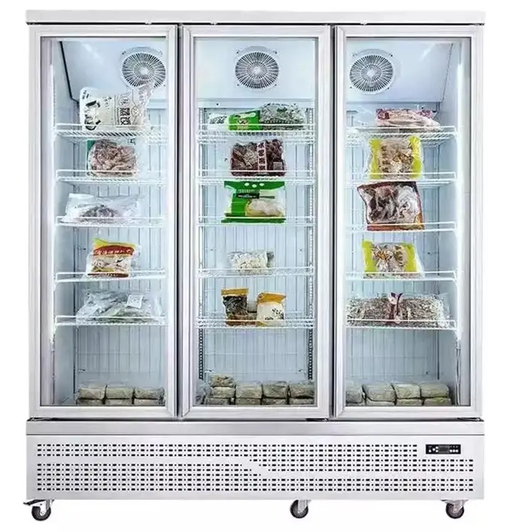 Vetrina del gelato della porta di vetro del supermercato vetrina commerciale vetrina congelata armadietto per congelamento rapido degli alimenti congelati