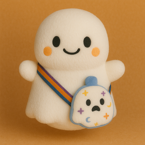 Peluche de Fantasma de Halloween Personalizado con Sombrero de Bruja, Alas de Murciélago y Linda Bolsa, Fantasma de Peluche con Bolsa de Dulces para Regalo Infantil - Product Image 3