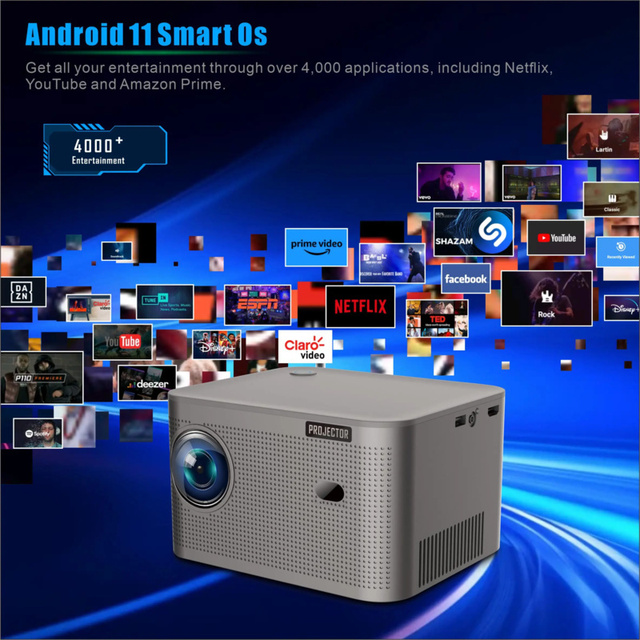 HY350 Professional Android 11 OS LCD Projector 1080P 4K 3D Stereo Wi-Fi Portable 32GB ROM 2GB RAM for Business & Education