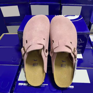 Sandales <span class=keywords><strong>Birkenstock</strong></span> en cuir de vachette de haute qualité, dessus en daim, semelle intermédiaire en <span class=keywords><strong>EVA</strong></span>, semelle en liège, bout fermé, mules confortables et souples, sabots de printemps - Product Image 1