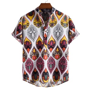 Nouveau design Chemises à col montant de vacances à la plage hawaïenne imprimées sur mesure pour hommes - Product Image 4