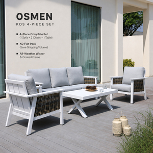 Juego de Muebles de Jardín Osmen Kos de Aluminio de 4 Piezas con Sillones y Mesa de Centro, Resistente al Agua y a los Rayos UV, para Patio y Jardín, Os502329- - Product Image 3