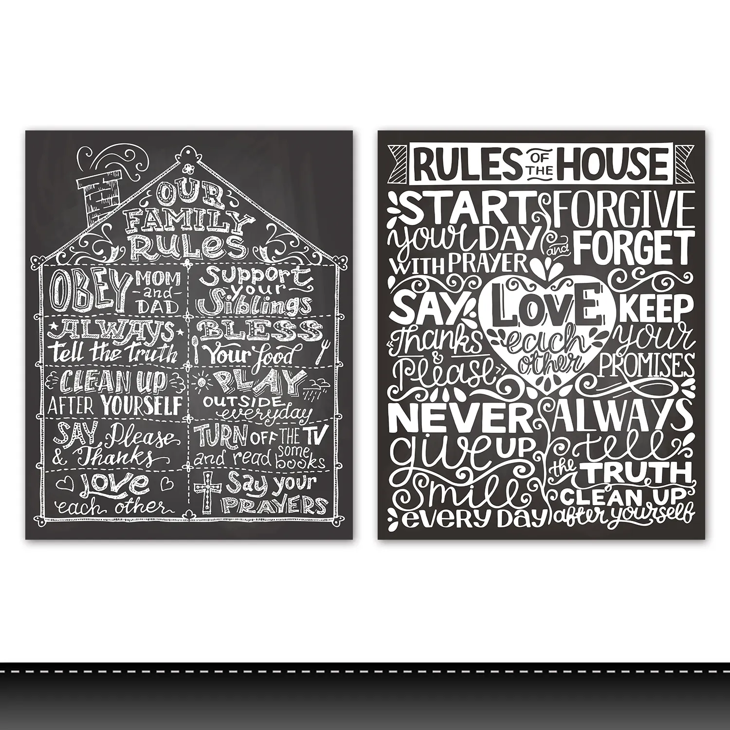 Regeln des Hauses Leinwand Malerei Motivierende Zitate Poster und Drucke Schwarz Weiß Zeichen Wand kunst Bild Druck auf Leinwand