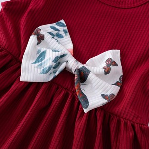 <span class=keywords><strong>Vestito</strong></span> Estivo per Bambine con Collo Tondo, Maniche a Volant, Stampa Farfalle, Fiocco, Casual e Morbido, Elastico, ODM - Product Image 4