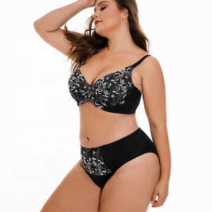 Dentelle brodée à armatures OEM <span class=keywords><strong>grande</strong></span> <span class=keywords><strong>taille</strong></span> DD dentelle Lingerie Sexy <span class=keywords><strong>soutien</strong></span>-<span class=keywords><strong>gorge</strong></span> à gros seins et ensemble de slip - Product Image 2
