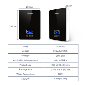 Thông Minh đa điểm LED hiển thị tankless nồi hơi điện nhiệt độ không đổi cho hộ gia đình khách sạn phòng tắm Tiếng Anh nhựa - Product Image 4