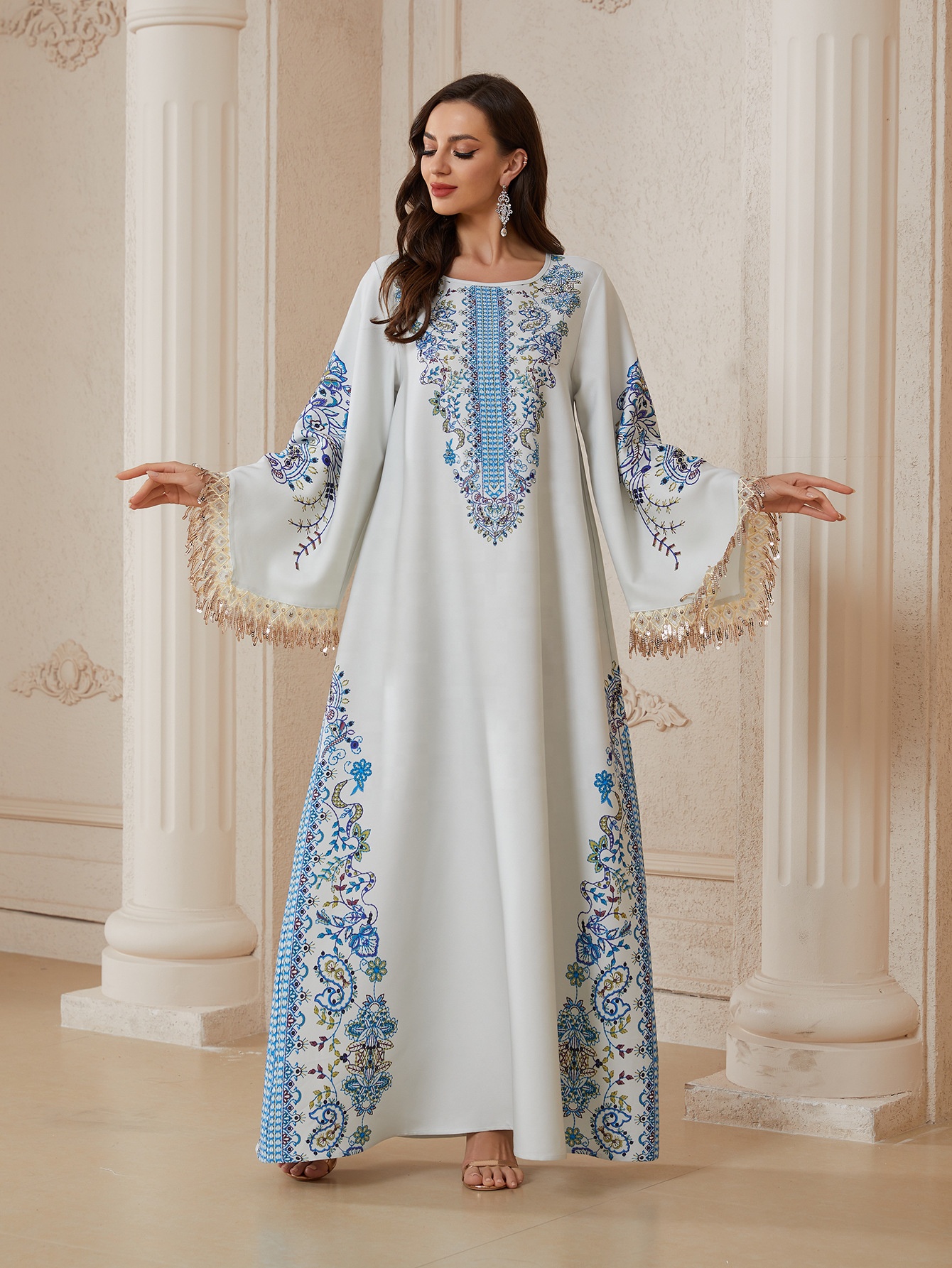 chinese dress ladies Modest Saudi Arabia Prom Dresses Ankle Length Tulle Puffy Long Sleeves   SELINADRESS
