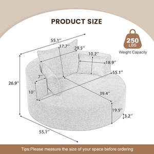 工場価格 おしゃれなリビングルーム家具 くつろぎソファ カラーカスタマイズ可能 ホテル向け 家庭用 ゆったりとした丸型 布製ソフトソファ - Product Image 4