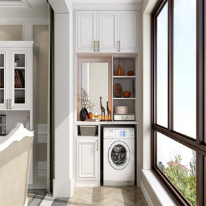 YALIG Armoire de buanderie moderne personnalisée avec panier intégré, meuble de rangement et vanité pour buanderie - Product Image 2
