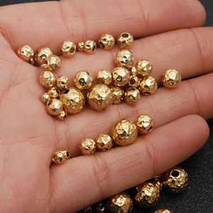 Perles en acier inoxydable martelées plaquées or, rondes et facettées, pour la fabrication de bijoux, colliers, bracelets, entretoises et enfilage DIY - Product Image 2