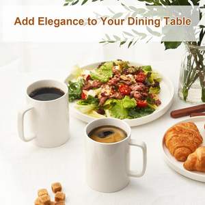 Tasses à café en porcelaine blanche 11 oz, tasses en céramique réutilisables, compatibles lave-vaisselle et micro-ondes, pour la maison, le bureau, coffret cadeau - Product Image 5