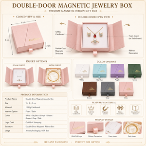 Premium Square Magnetic Jewelry <b>Box</b> with Double Door Opening Design Satin or Foam inside for Jewelry Gift Packaging and Display - Product Image 2