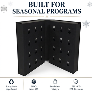 Boîte cadeau de luxe à double porte, personnalisée, vide, pour <span class=keywords><strong>calendrier</strong></span> de l'avent de <span class=keywords><strong>Noël</strong></span> avec 24 compartiments pour biscuits, finition mate et gaufrage - Product Image 5
