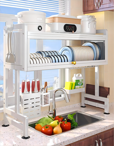 Étagère de rangement métallique anti-poussière à couverture intégrale pour vaisselle et bols, organiseur d'évier de cuisine, accessoires de cuisine - Product Image 4
