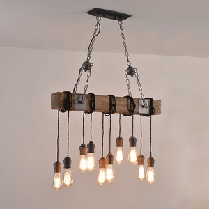 Vintage Natural Wooden Chandelier Industrial Loft Hanging Pendant <strong>Lights</strong> - Product Image 1