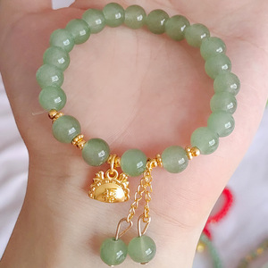 สร้อยข้อมือหยกอะเวนทูรีนเทียมทันสมัยสำหรับผู้หญิงกำไลข้อมือมังกรสีเขียวโบราณเครื่องประดับมือ - Product Image 5