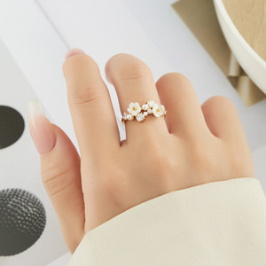 Flower Open <b>Ring</b> Zinc Alloy <b>Adjustable</b> Index Finger <b>Ring</b> Gift Jewelry - Product Image 2