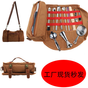 Bartending Tool Storage Bag Coffee Brown Shoulder Bag For Bartenders 150 Lb Capacity Tool Messenger Bag - Product Image 5