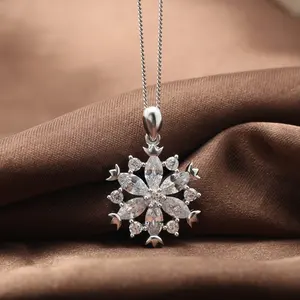 Thời Trang Làm Đẹp Trang Sức Làm Mặt Dây Chuyền Marquise & Vòng Cubic Zirconia Kim Cương Vòng Cổ Bông Tuyết Thiết Kế Hình Dạng Vòng Cổ