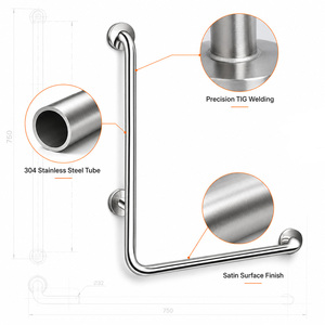 Barre d'appui en acier inoxydable 304 en forme de L, 32 mm, pour salle de bain, hôpital, handicapés, personnes âgées, rail d'assistance - Product Image 2