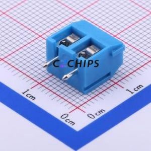 DB301V-5.0-2P-BU-S Screw Terminal Block Through hole Component (THT),P=5mm Connector 1x2P 5mm Blue Through Hole - Product Image 1