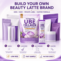 Poudre de Collagène Ube Latte Beauté Collagène Marin Glutathion Vitamine C Saveur Taro 100g Marque Privée OEM Complément Alimentaire