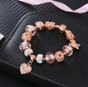 Bracelets en or rose à breloques en forme de cœur pour femmes, vente flash - Product Image 6